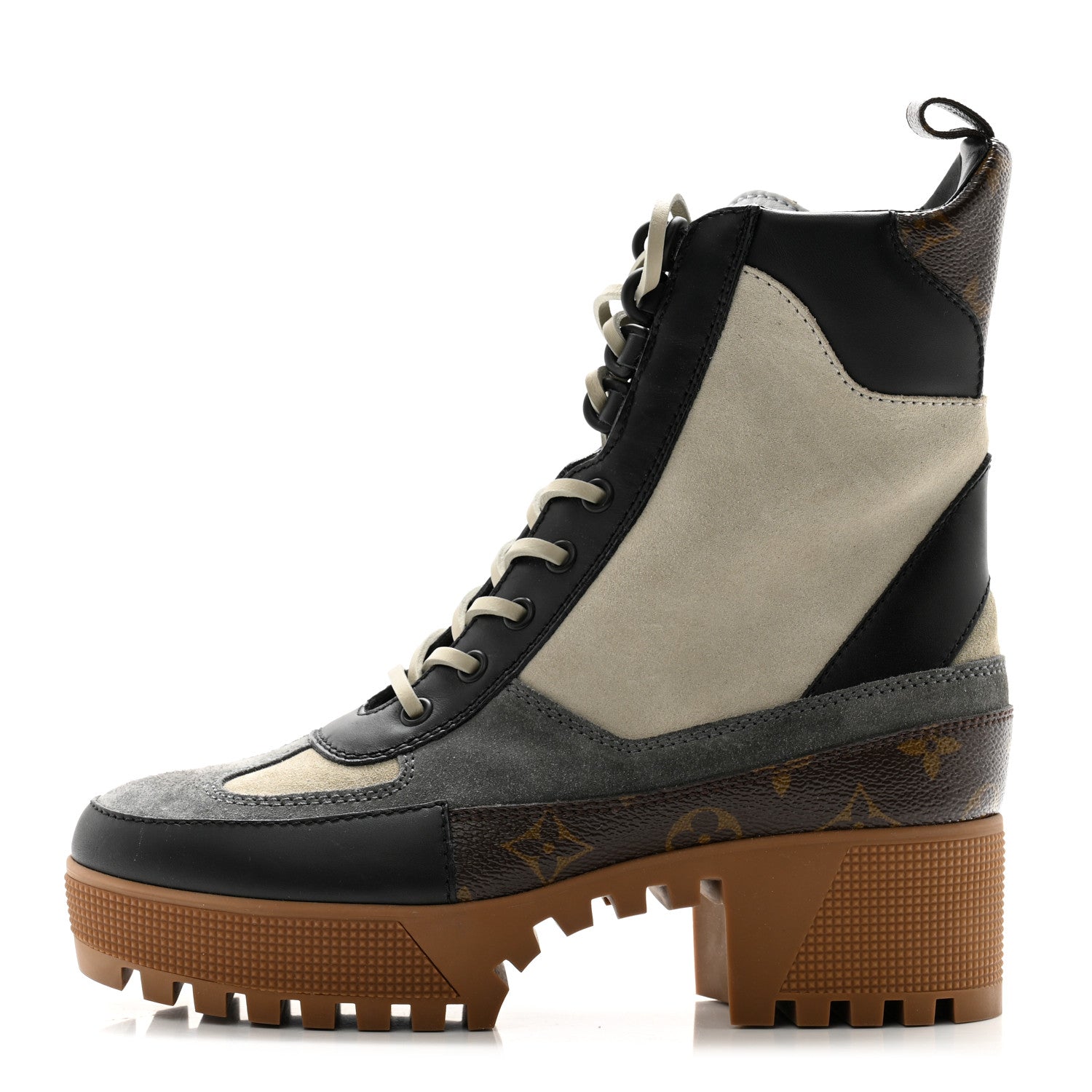 Louis Vuitton Suede Calfskin Monogram Platform Desert Boots 38 Dark Gray 1 of 9