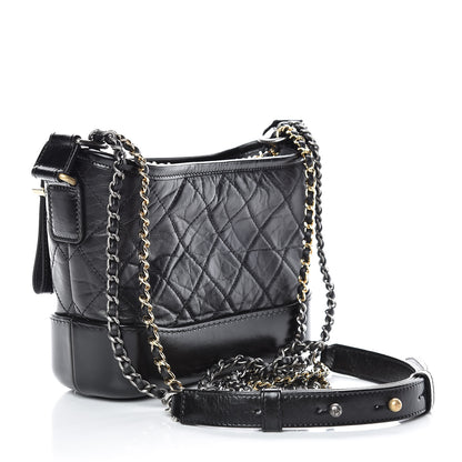 Chanel Aged Calfskin Quilted Small Gabrielle Hobo Black 3 of 10