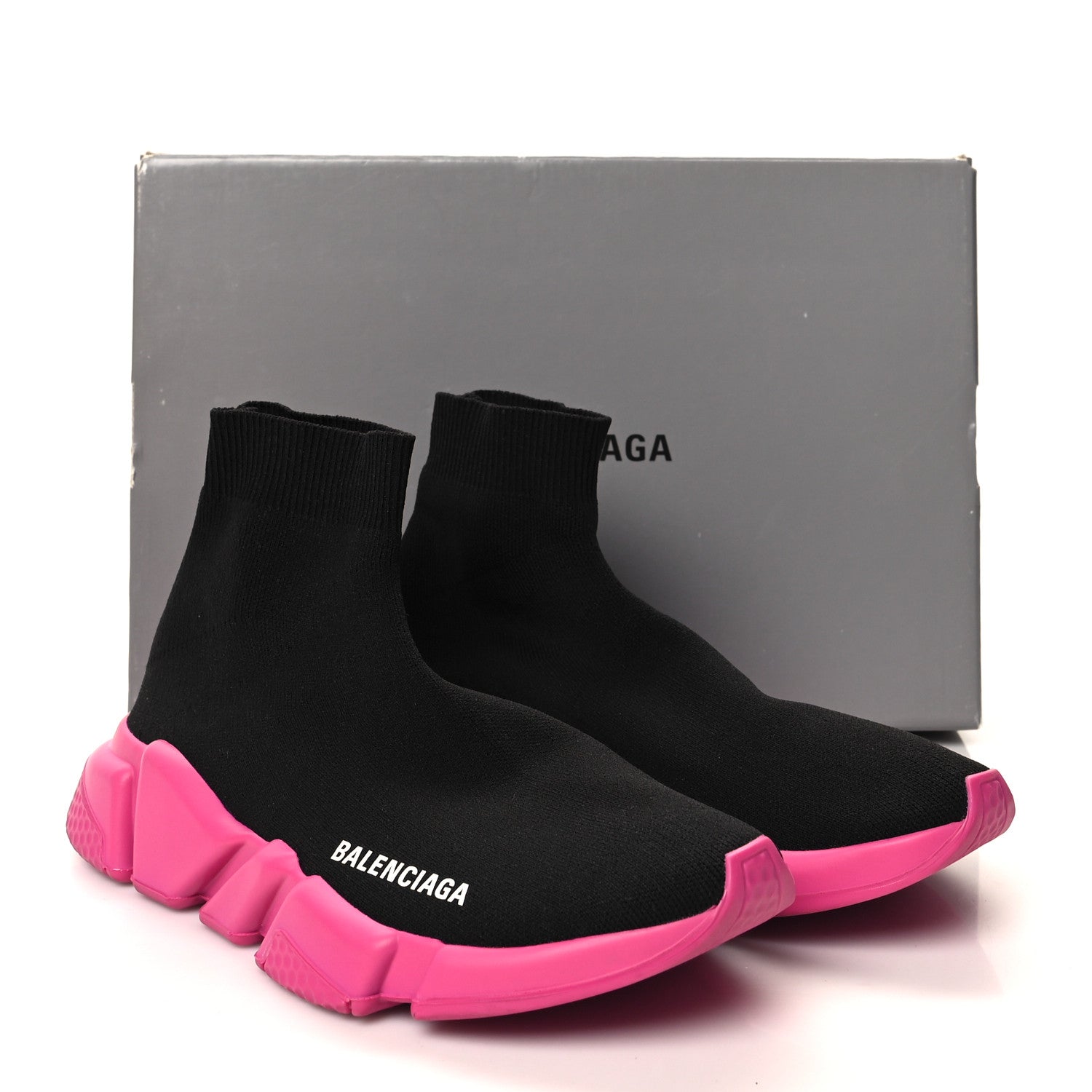 Balenciaga Neoprene Knit Womens Speed Sneakers 38 Black Pink 8 of 8