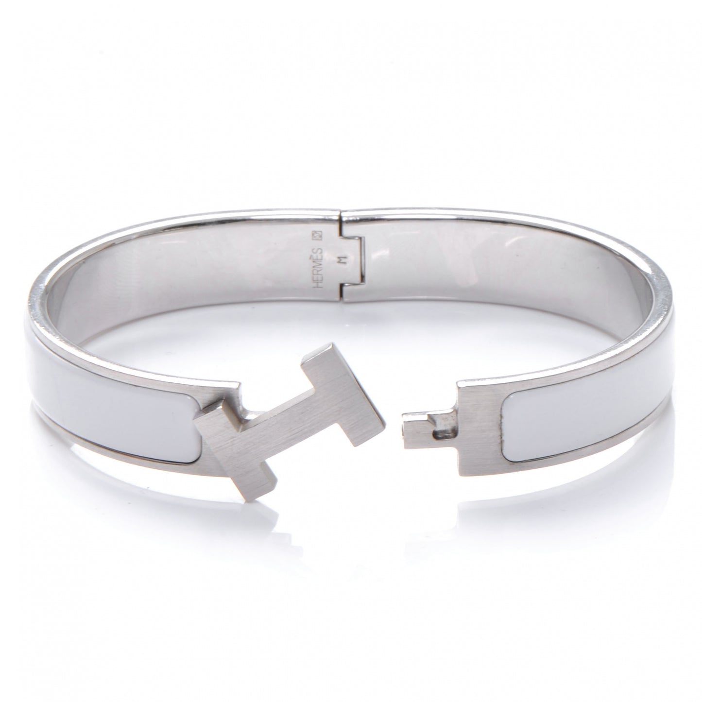 Enamel Clic Clac H Bracelet Narrow White
