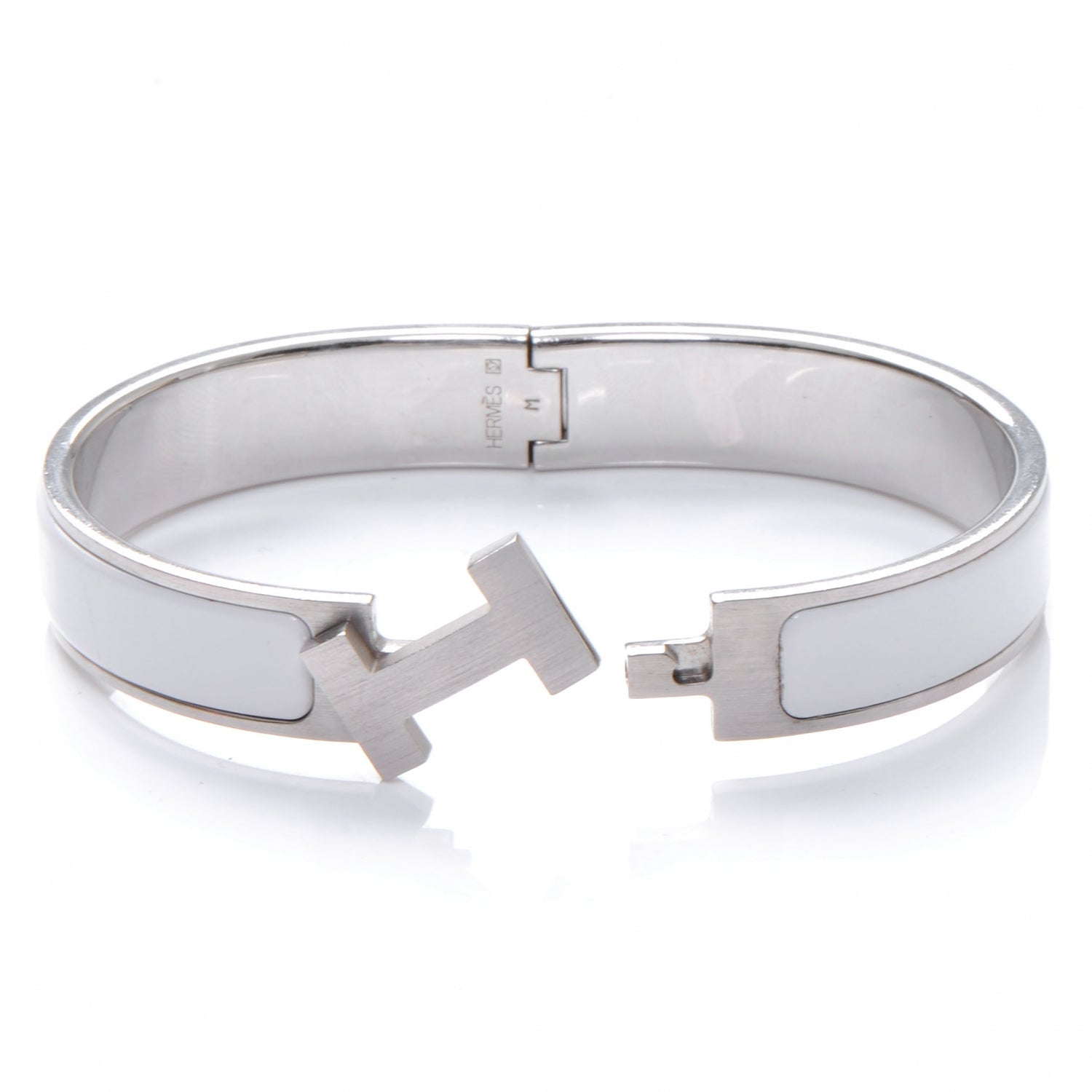 Hermes Enamel Clic Clac H Bracelet Narrow White 5 of 5