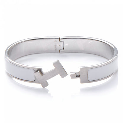 Hermes Enamel Clic Clac H Bracelet Narrow White 5 of 5