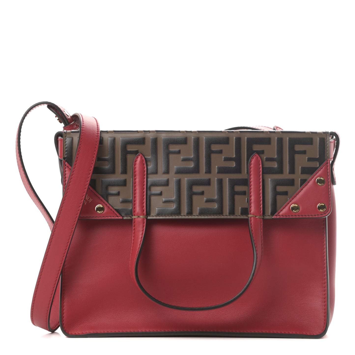 Vitello Grace Bi-Color FF 1974 Embossed Flip Tote Fragola Maya Black