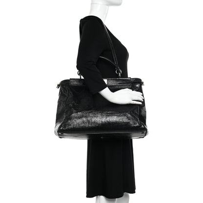 Fendi Patent Large Peekaboo Iconic Satchel Black 2 of 17