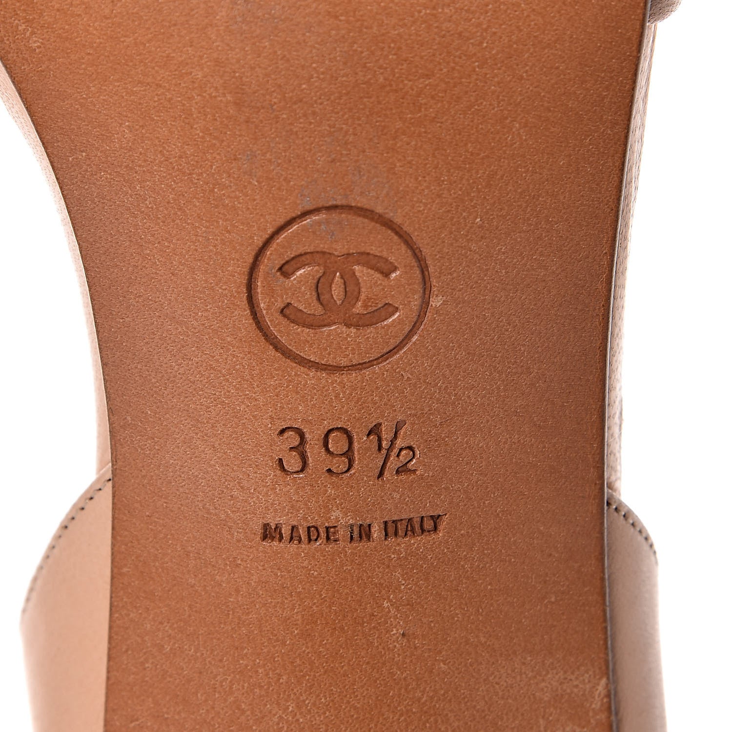 Chanel Lambskin Logo Slingback Sandals 39.5 Beige 6 of 8
