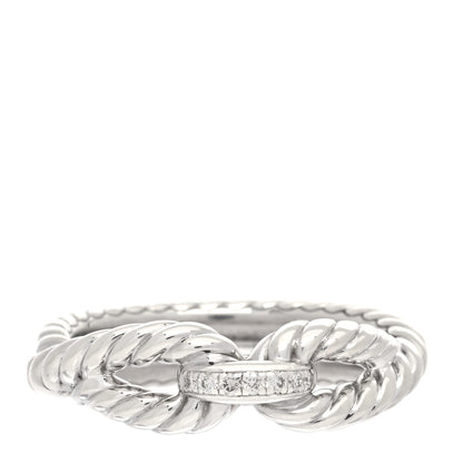 David Yurman Sterling Silver Diamond Cable Loop Band Ring 56 7.5 1 of 5