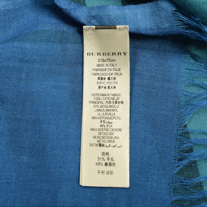 Burberry Wool Silk Gauze Ombre Giant Check Scarf Blue 4 of 6