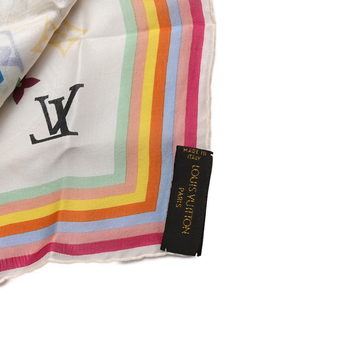 Louis Vuitton Silk Monogram Multicolor Scarf White 3 of 5