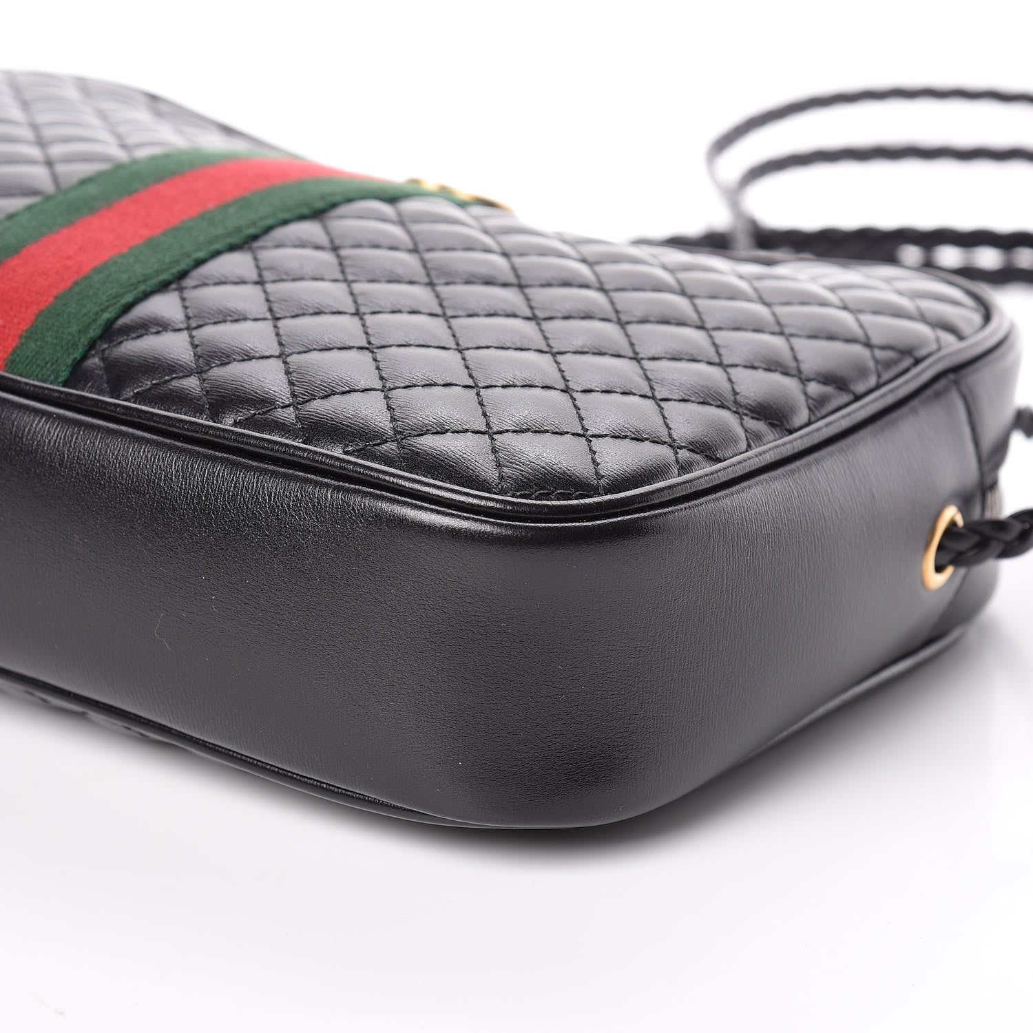 Gucci Calfskin Web Trapuntata Small GG Shoulder Bag Black 6 of 9