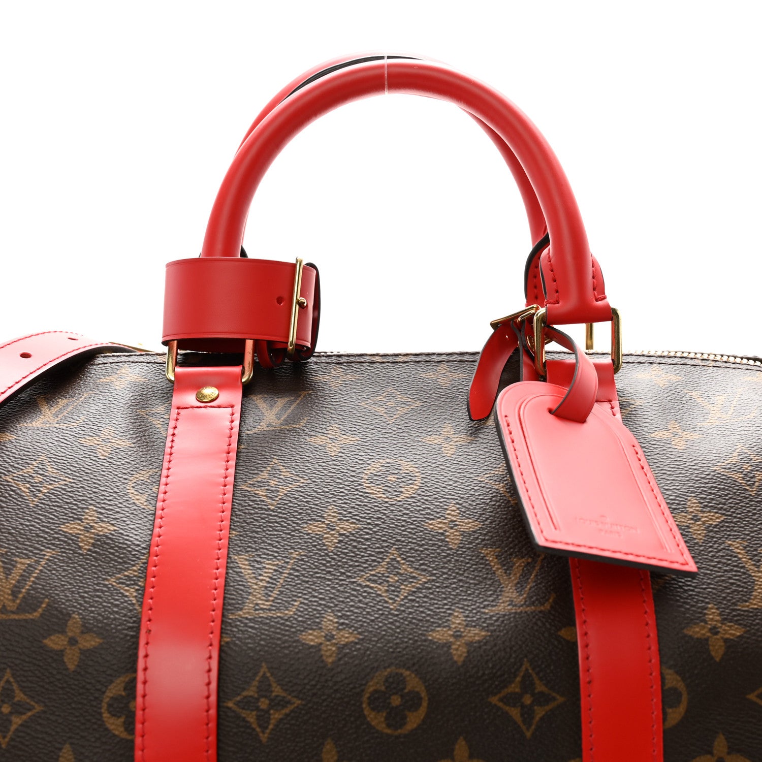 Louis Vuitton Calfskin Monogram Keepall Bandouliere 50 Coquelicot 8 of 11