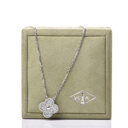 Van Cleef & Arpels 18K White Gold Diamond Vintage Alhambra Pendant Necklace 8 of 8