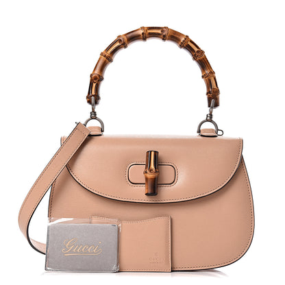 Gucci Shangai Calfskin Small Classic Bamboo Top Handle Bag Pink Apricot 1 of 11