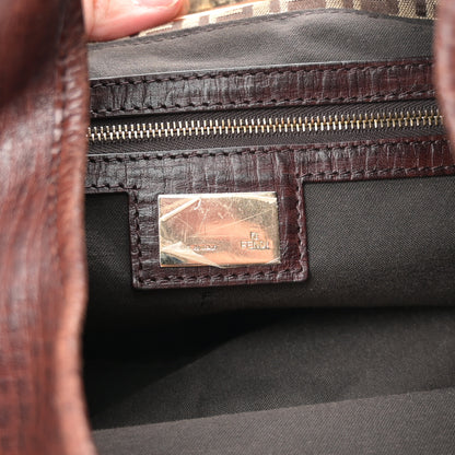 Fendi Zucchino Vitello Clip Hobo Mogano Panna Bruciato 6 of 12