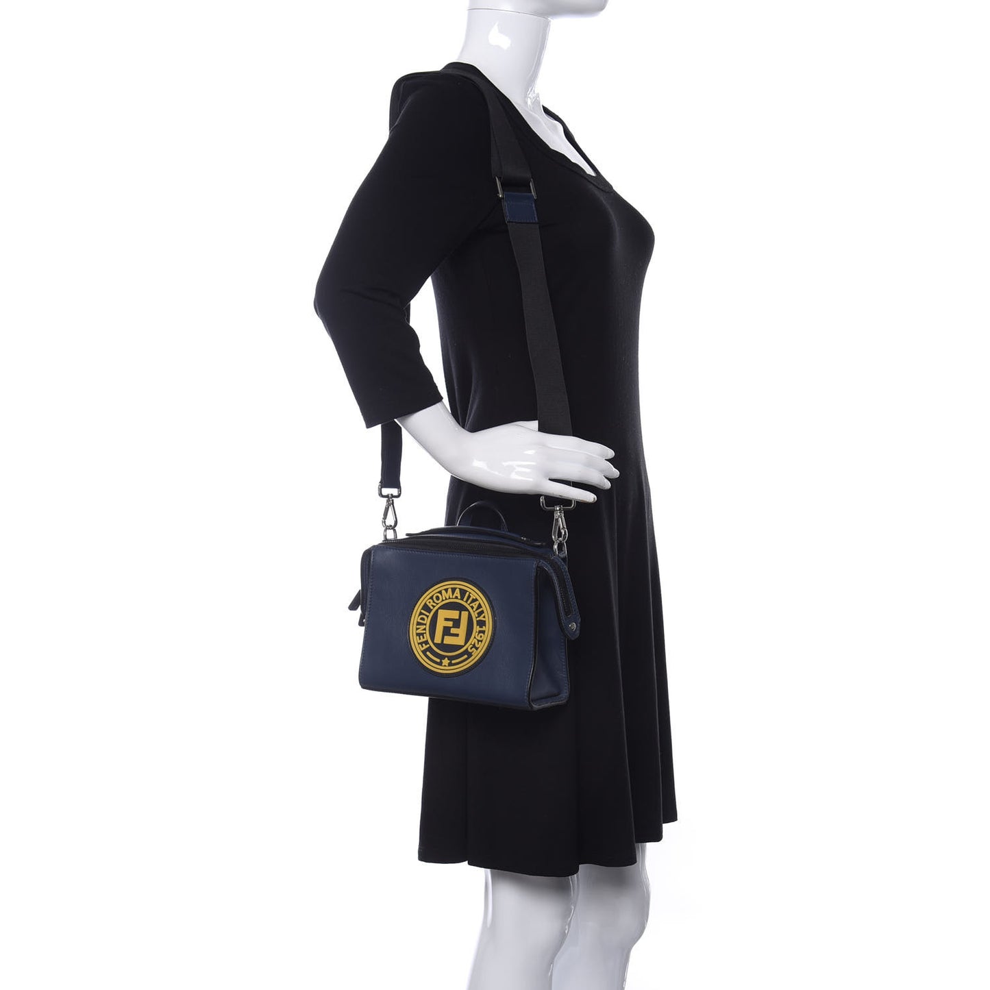 Vitello Grace Century Stamp Patch Mini Lui Bag Blue Scuro Sunflower