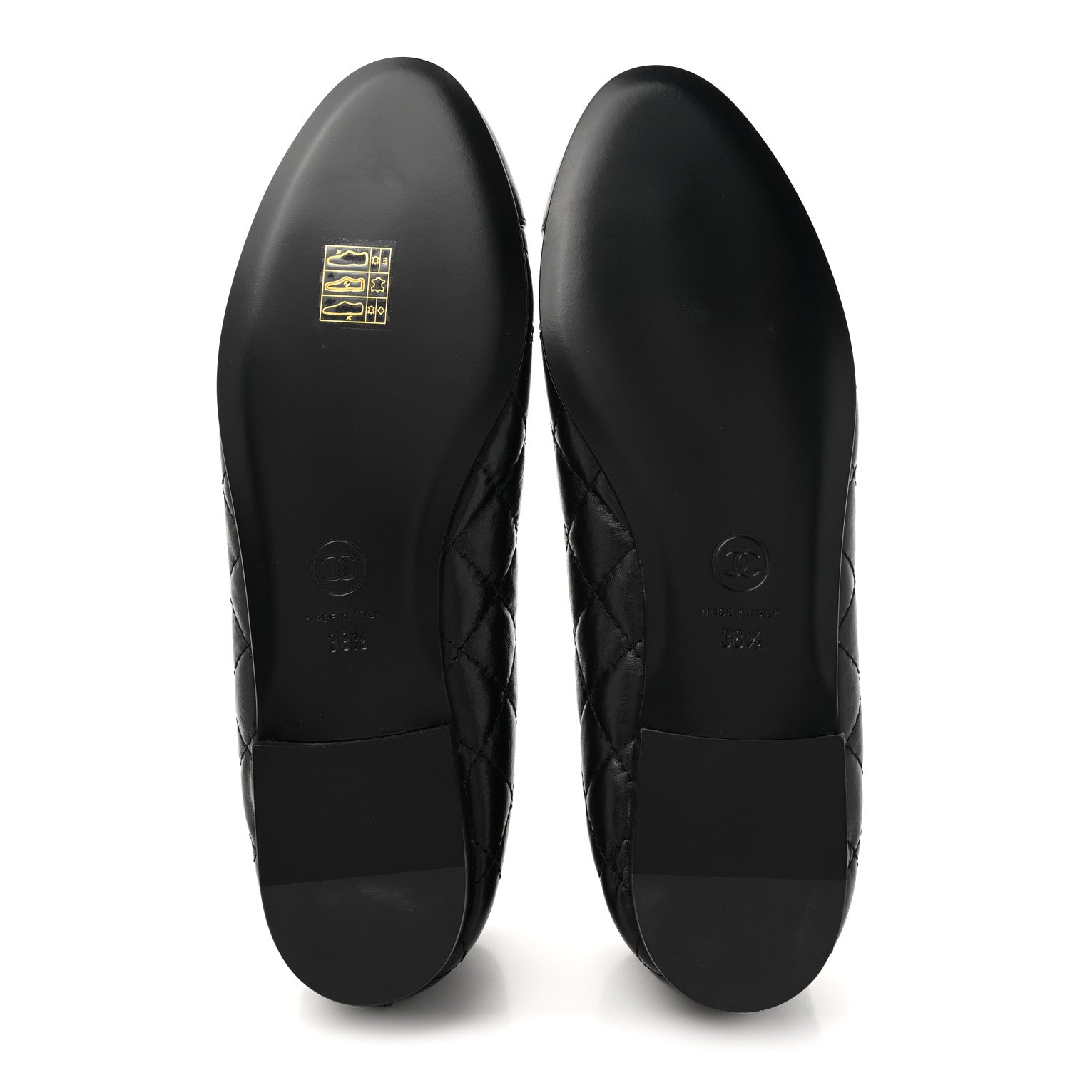Chanel Aged Calfskin Quilted CC Cap Toe Ballerina Flats 38.5 Black 6 of 10
