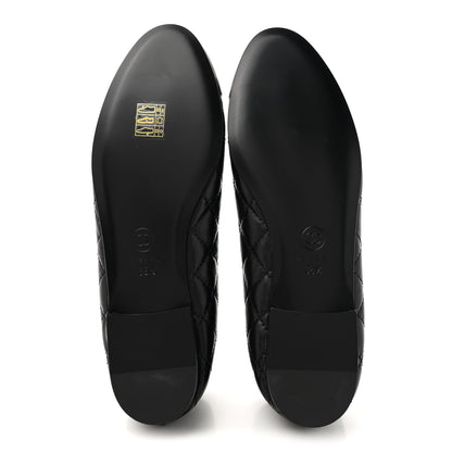 Chanel Aged Calfskin Quilted CC Cap Toe Ballerina Flats 38.5 Black 6 of 10