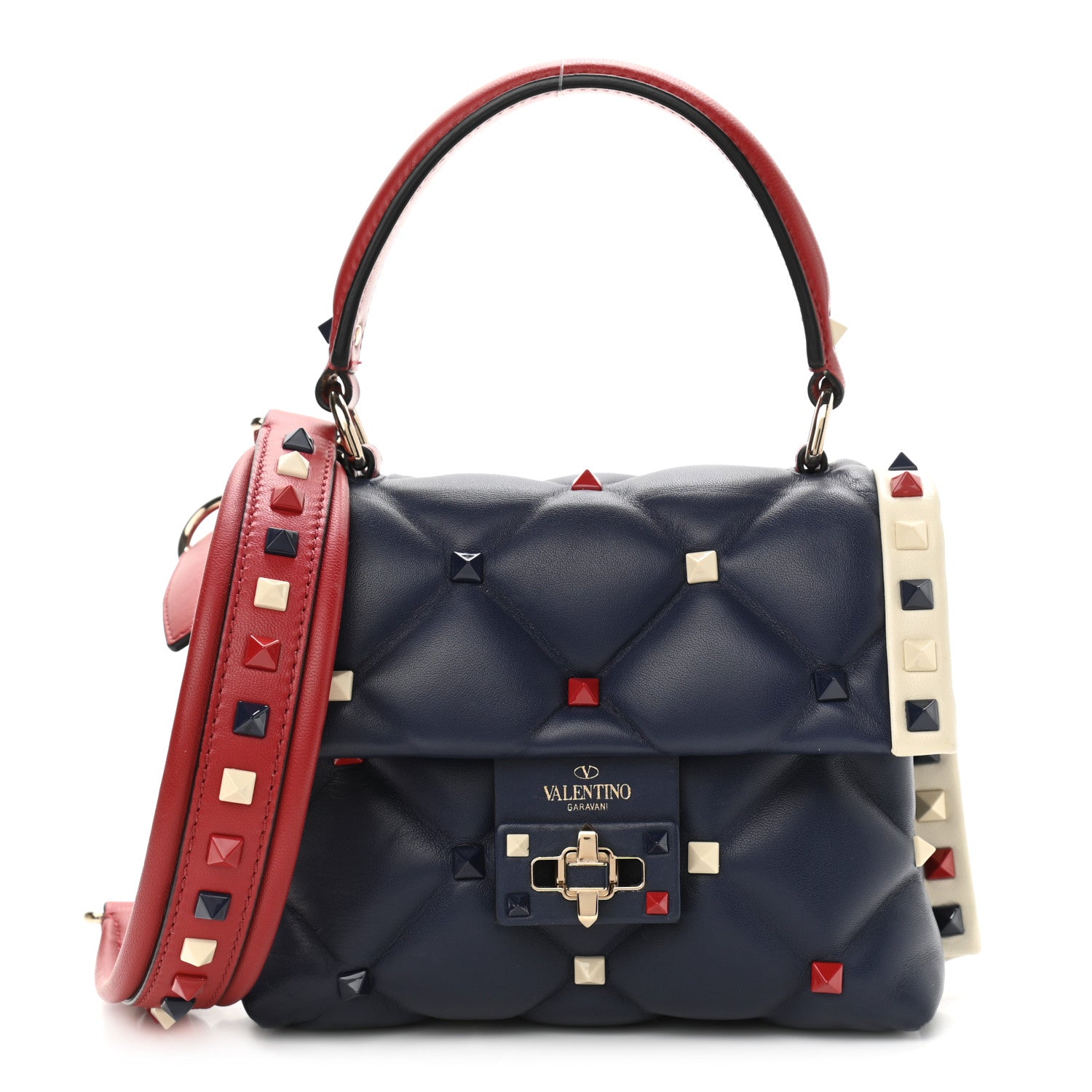 Valentino Garavani Nappa Mini Candystud Top Handle Bag Navy 1 of 11