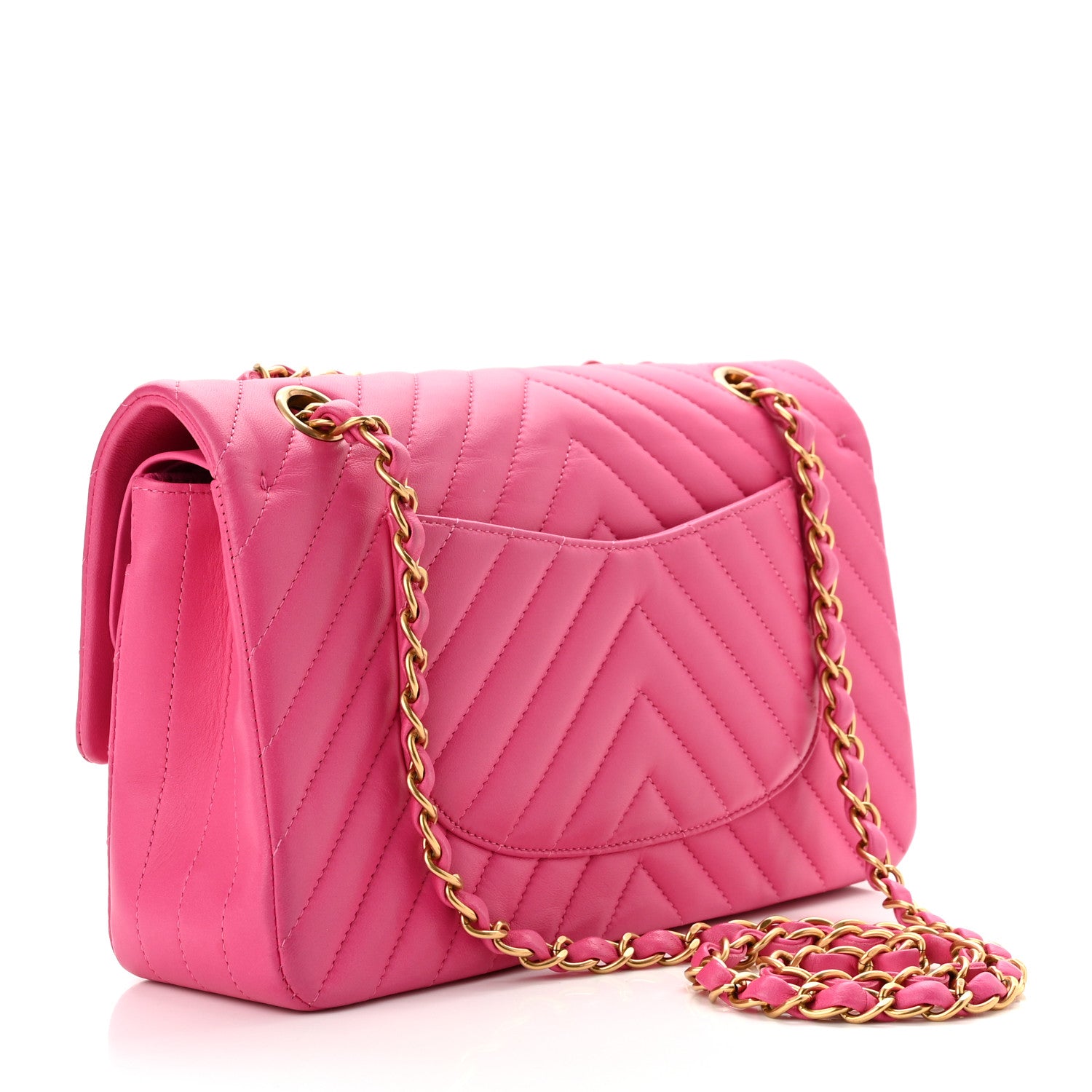 Chanel Lambskin Chevron Quilted Medium Double Flap Pink 3 of 11