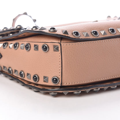Valentino Garavani Pebbled Calfskin Medium Rockstud Rolling Flap Saddle Bag Soft Noisette 7 of 14