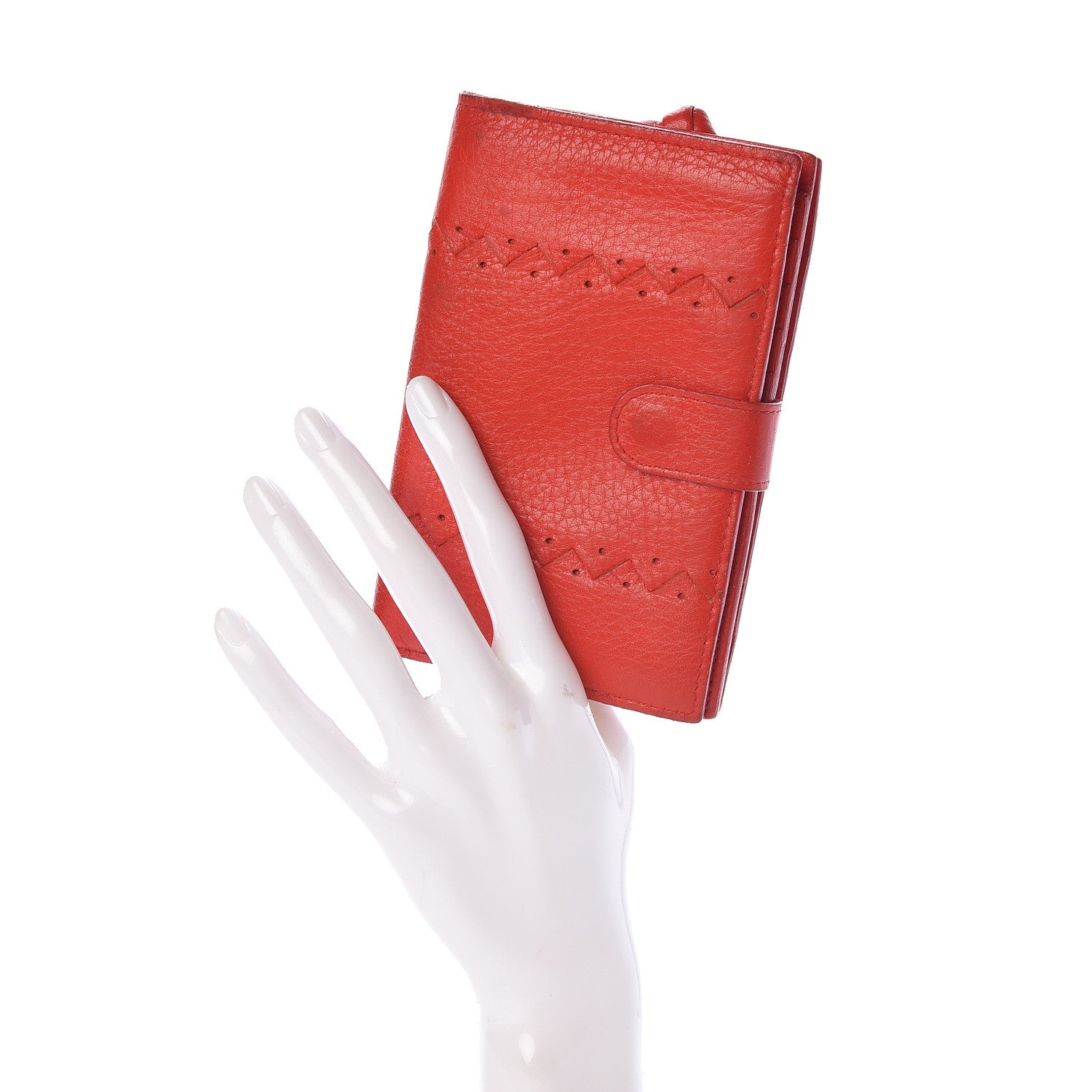 Bottega Veneta Grained Calfskin Continental Snap Wallet Rosso 2 of 13