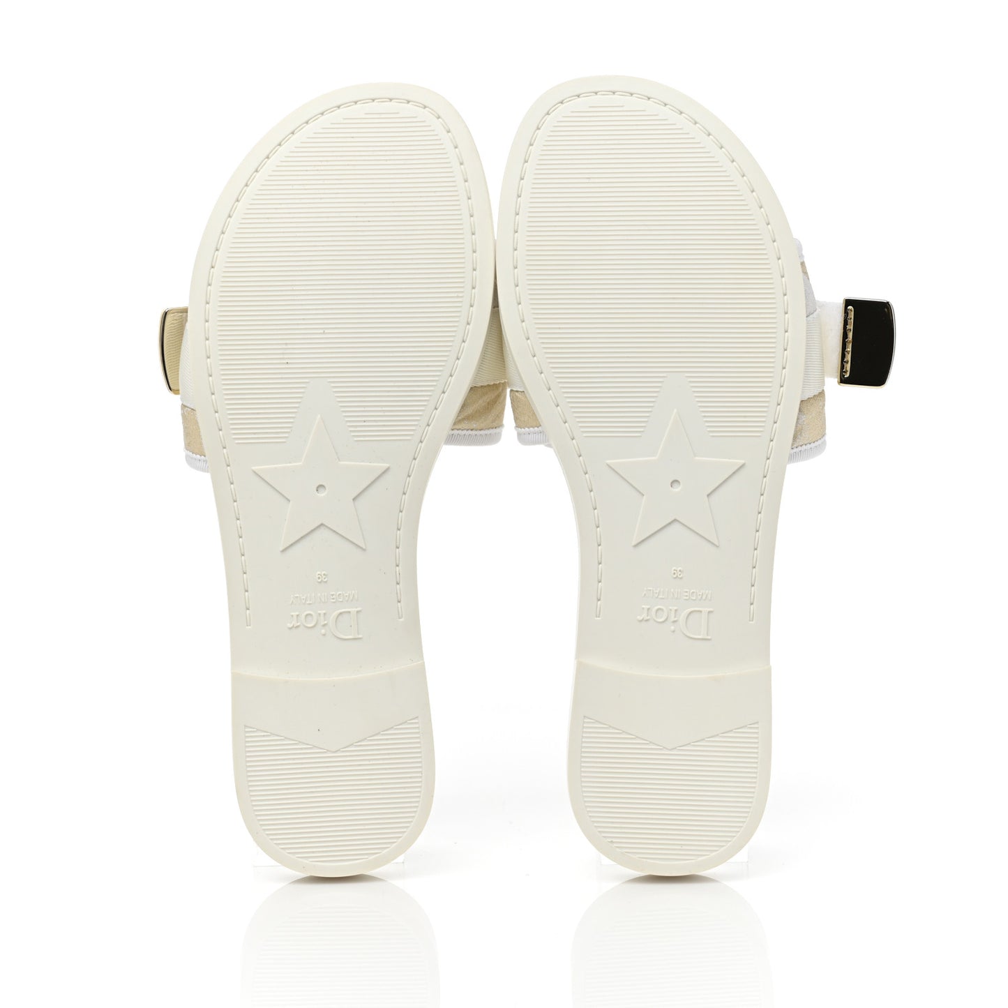 Technical Stretch Fabric Etoile Dio(r)evolution Slide Sandals 39 White Gold
