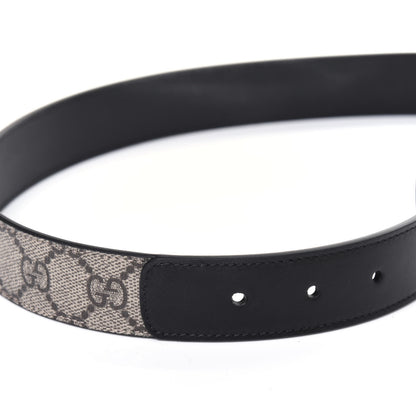 Gucci GG Supreme Monogram Matte Plutone Calfskin Double G 30mm Belt 95 38 Beige Ebony Black 6 of 7