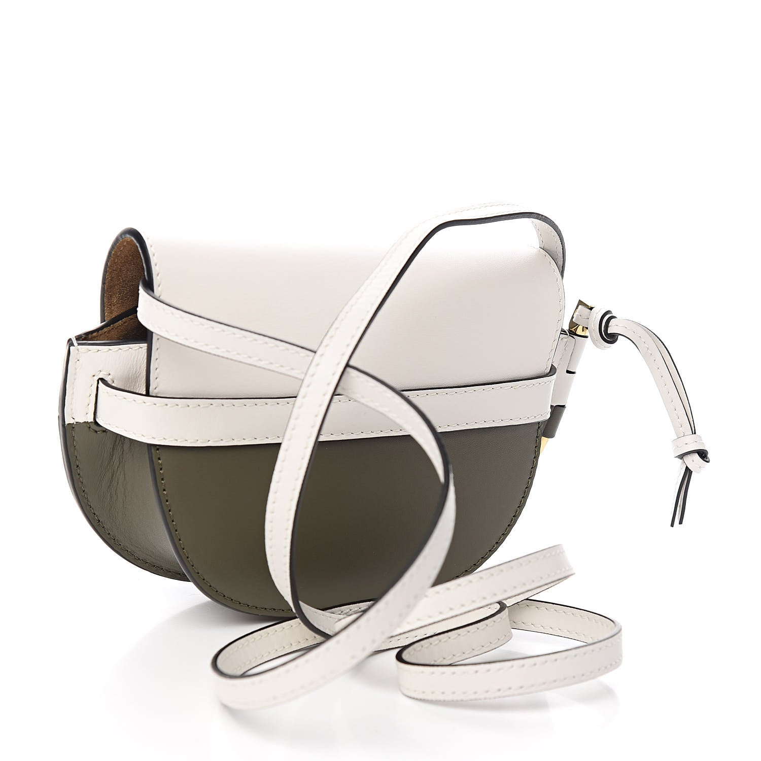 Loewe Calfskin Mini Gate Crossbody Bag Khaki Green Soft White 3 of 9