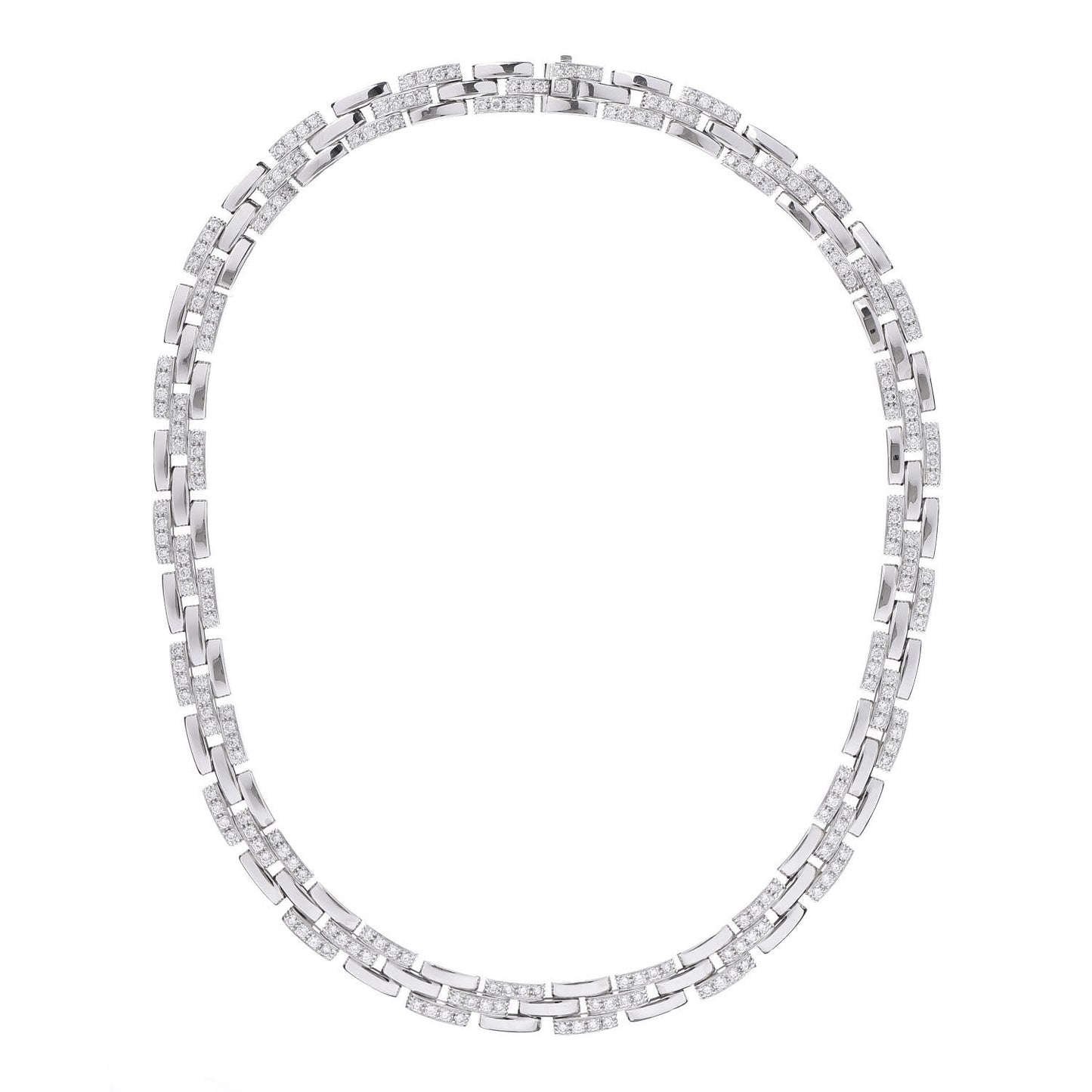 18K White Gold Diamond Maillon Panthere Paved Necklace