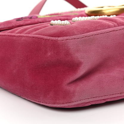 Gucci Velvet Matelasse Blind for Love Embroidered Medium GG Marmont Shoulder Bag Light Raspberry Rose Multicolor 9 of 13