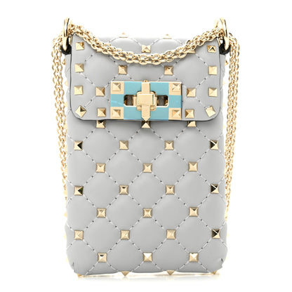 Valentino Garavani Lambskin Rockstud Crossbody Phone Case Pastel Grey 1 of 10