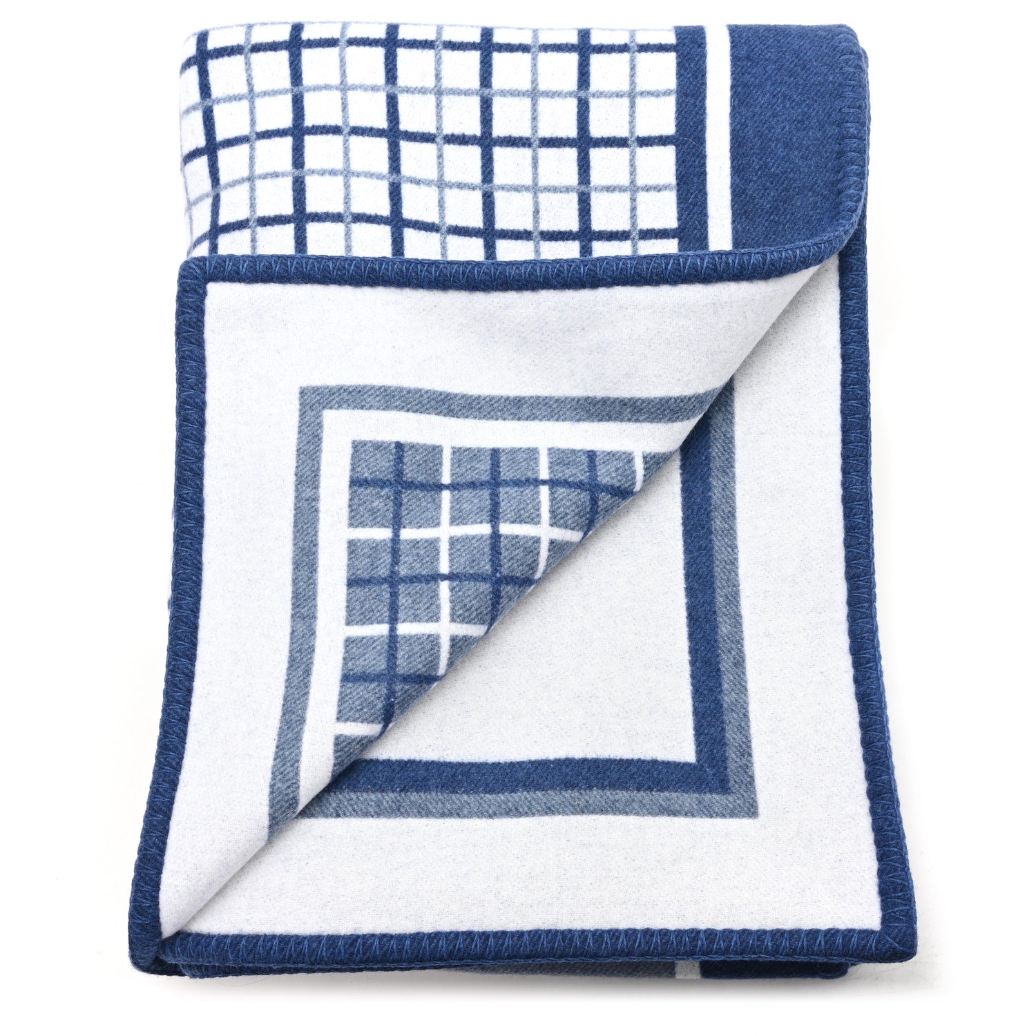 Hermes Meriono Wool Couvertures Nouvelles Blanket Marine 2 of 3