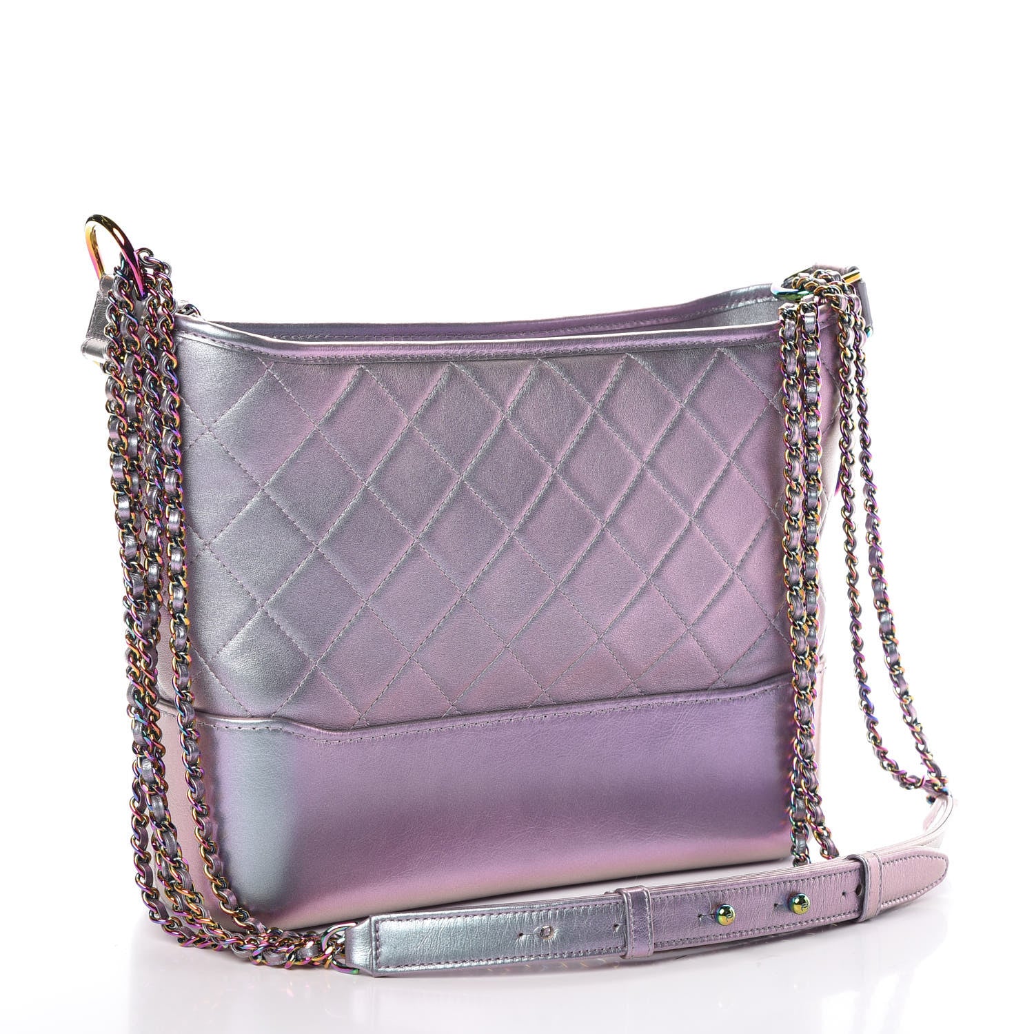 Chanel Iridescent Lambskin Calfskin Quilted Medium Gabrielle Hobo Light Purple 3 of 10