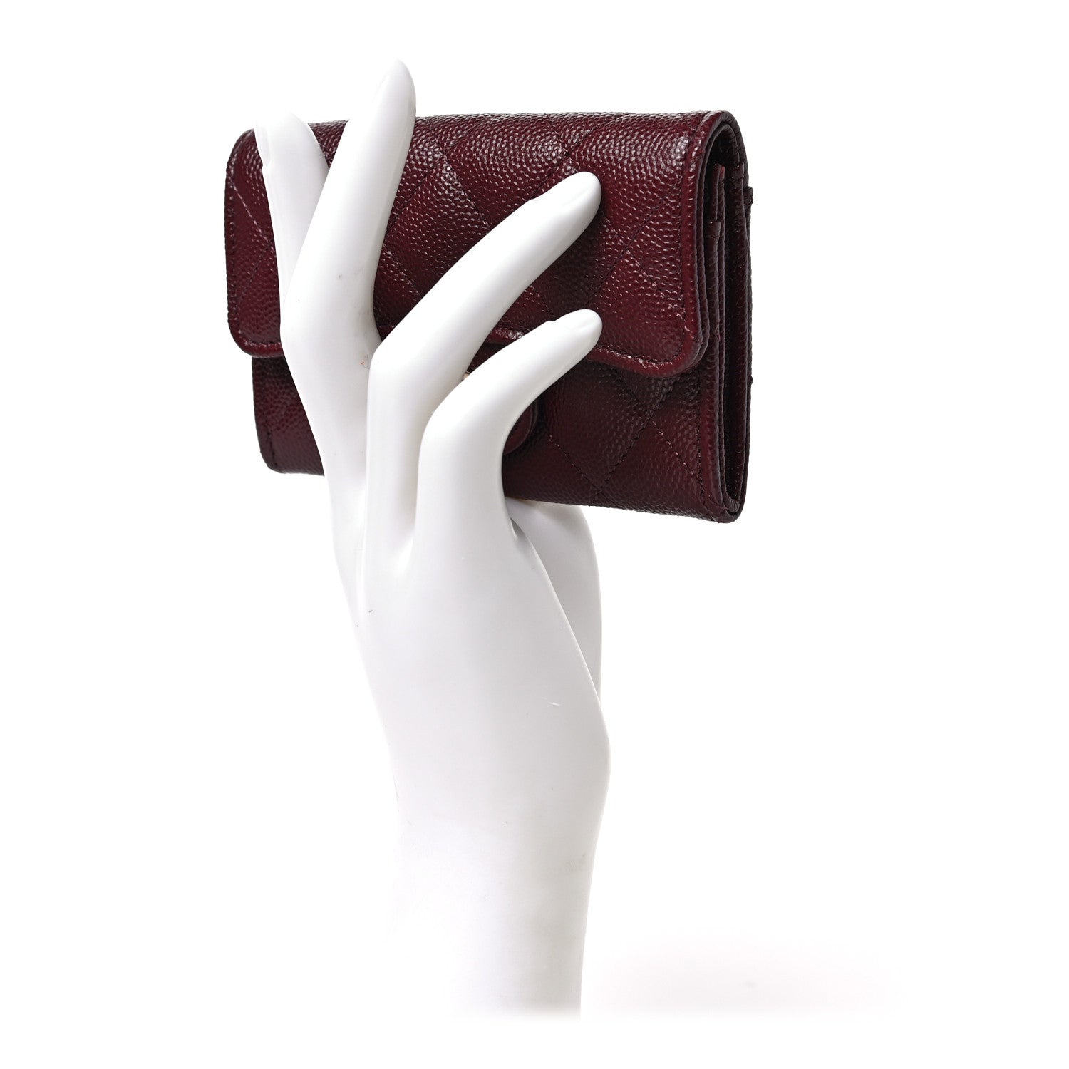 Chanel Caviar Quilted Flap Card Holder Wallet Burgundy 2 of 8