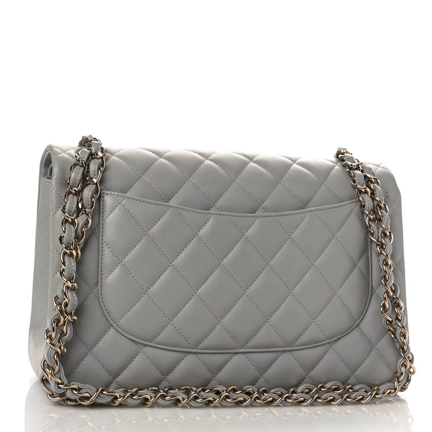 Chanel Caviar Quilted Jumbo Double Flap Grey 2 of 9