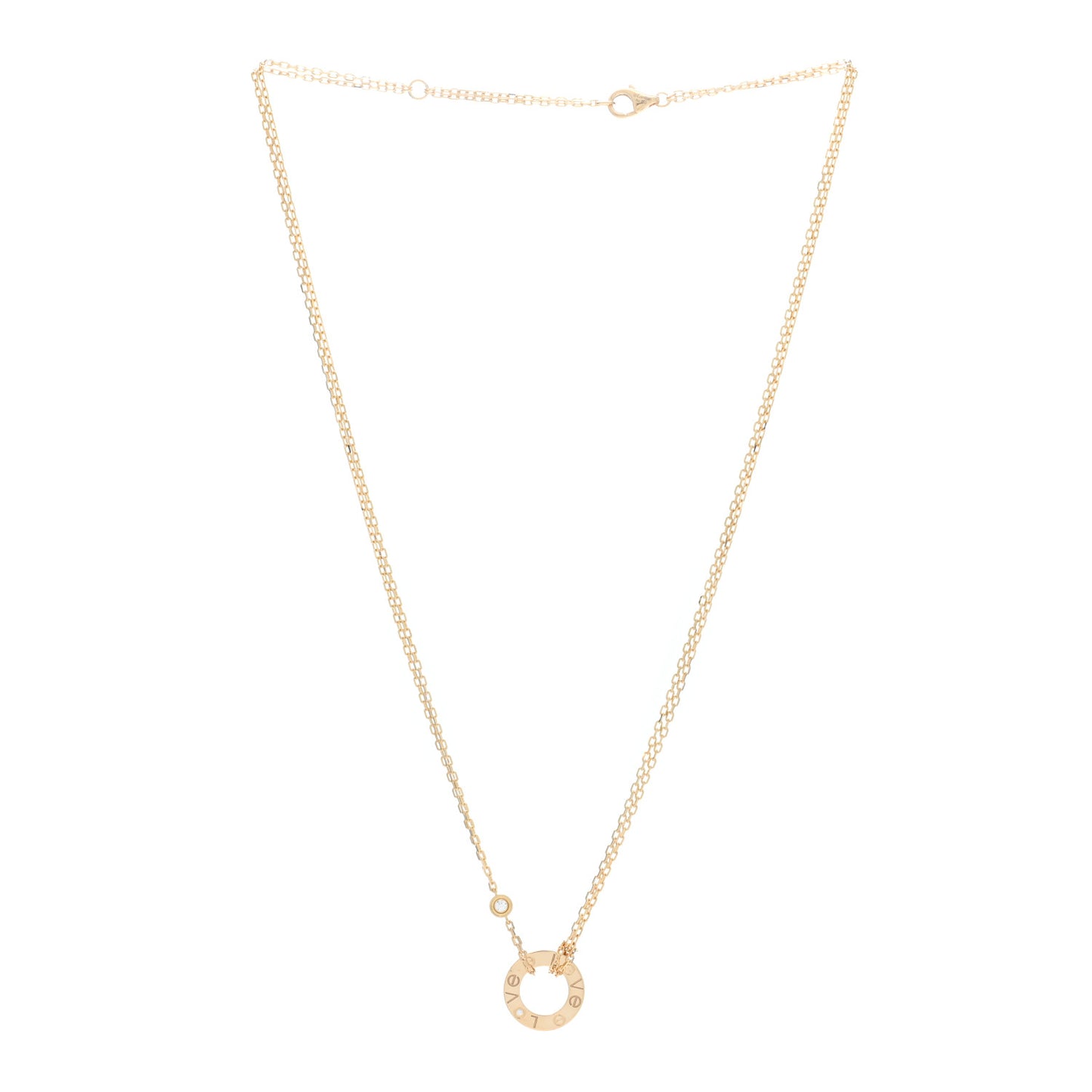18K Yellow Gold 2 Diamond LOVE Necklace
