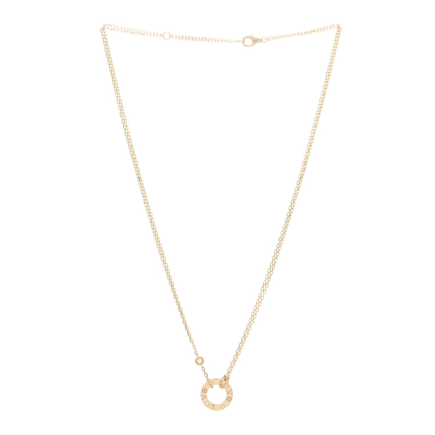 Cartier 18K Yellow Gold 2 Diamond LOVE Necklace 2 of 5