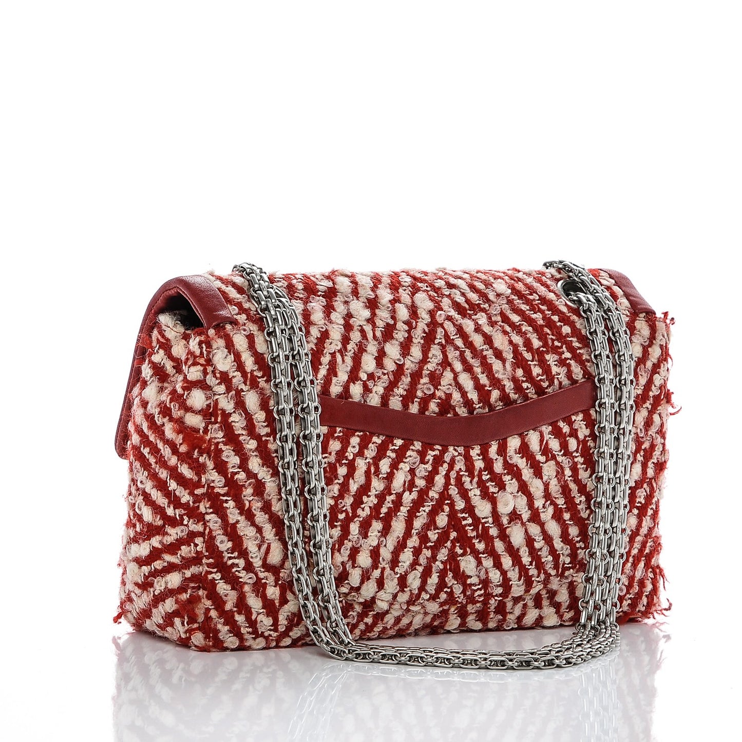 Chevron Tweed Medium Flap Red White