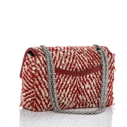 Chanel Chevron Tweed Medium Flap Red White 3 of 9
