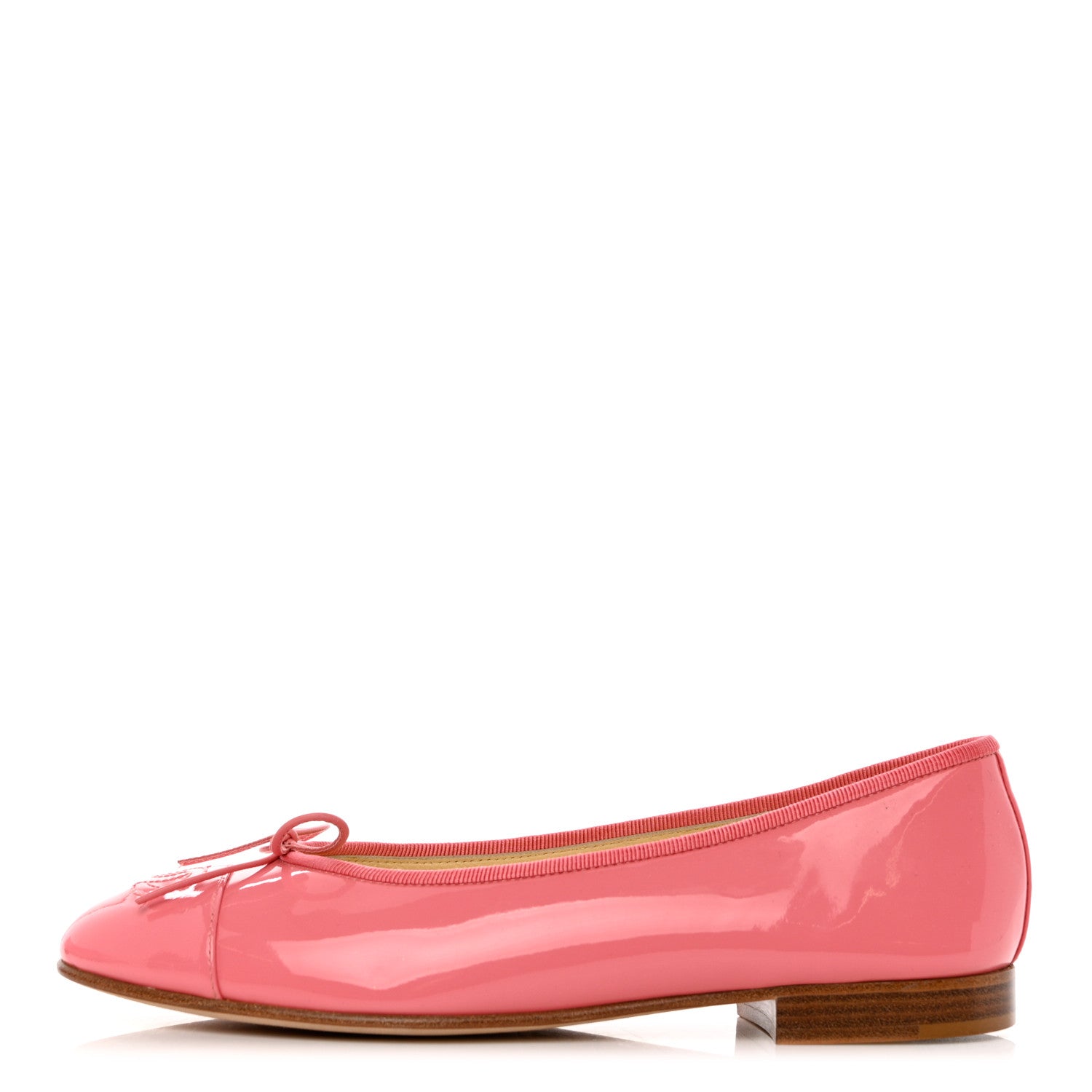 Chanel Patent Calfskin CC Cap Toe Ballerina Flats 37.5 Light Pink 1 of 9