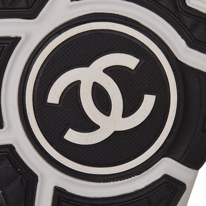 Chanel Suede Calfskin Womens CC Sneakers 39.5 White Silver Blue 6 of 8