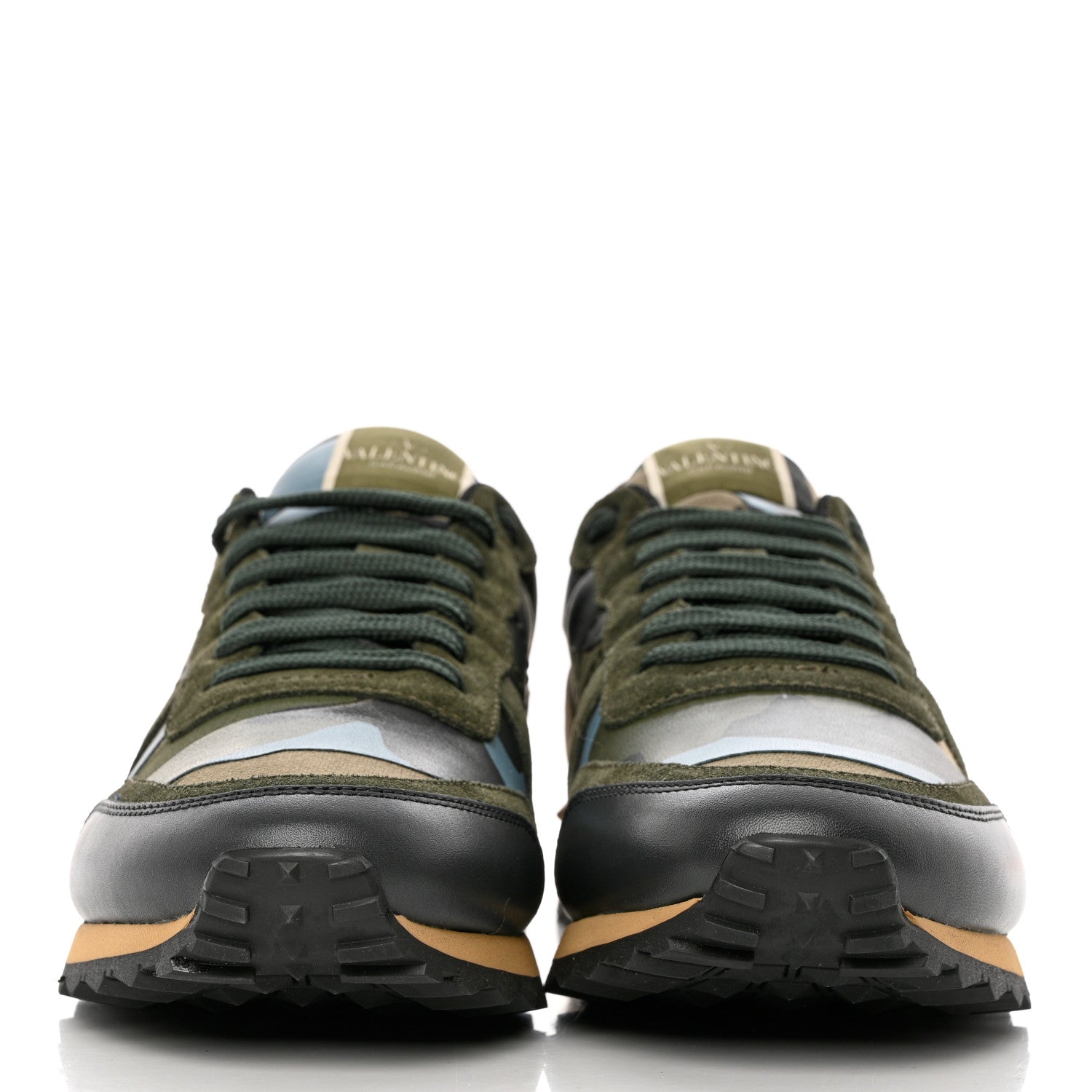 Valentino Garavani Nappa Suede Camouflage Womens Rockrunner Sneakers 41 Army Green Multicolor 2 of 9