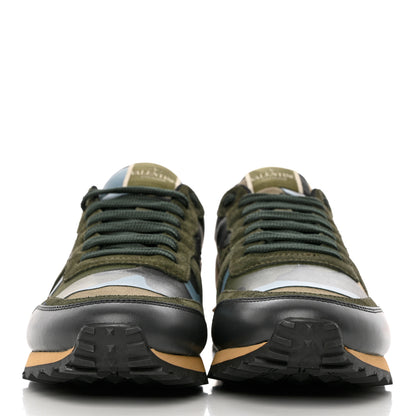 Valentino Garavani Nappa Suede Camouflage Womens Rockrunner Sneakers 41 Army Green Multicolor 2 of 9