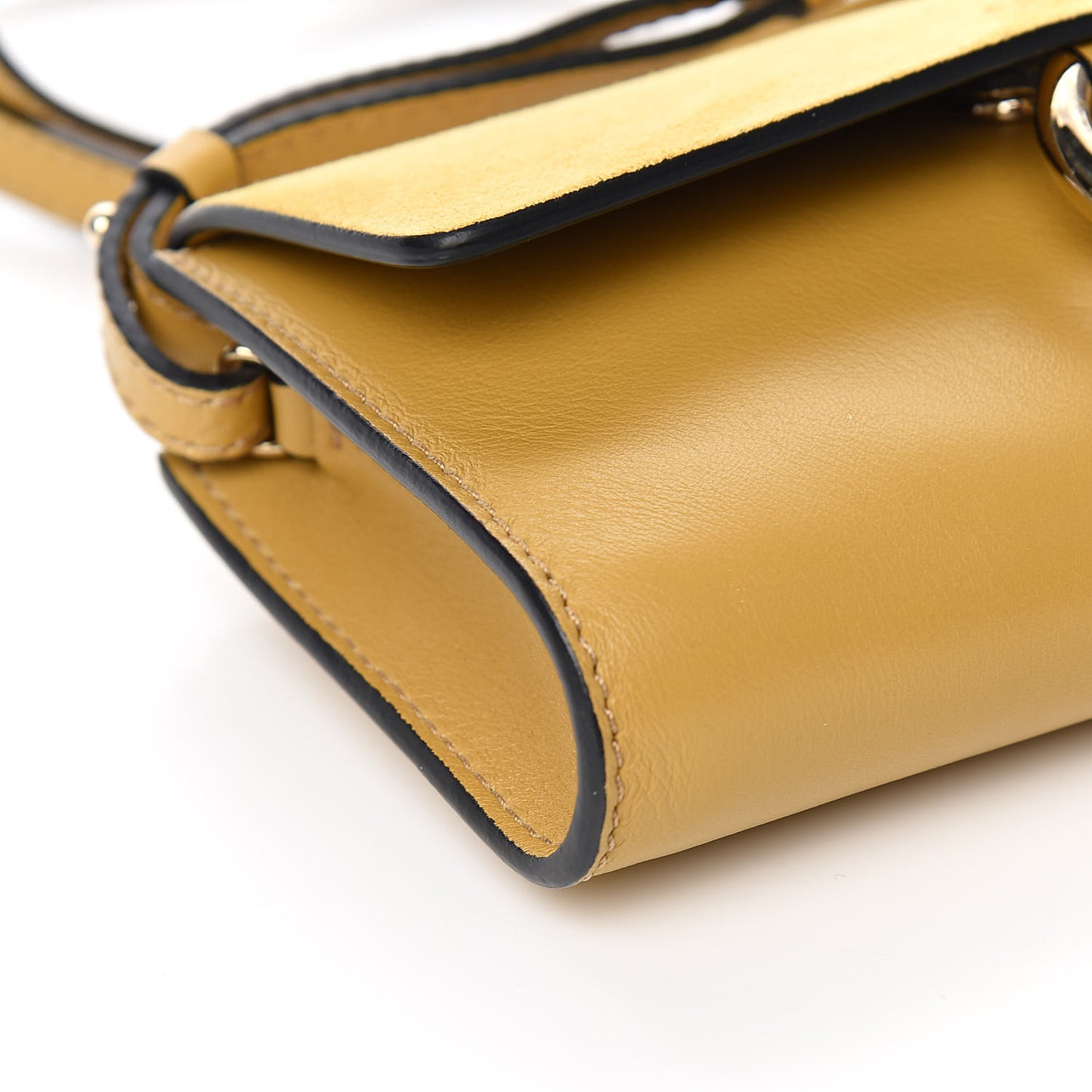Suede Calfskin Mini Faye Shoulder Bag Dusty Yellow