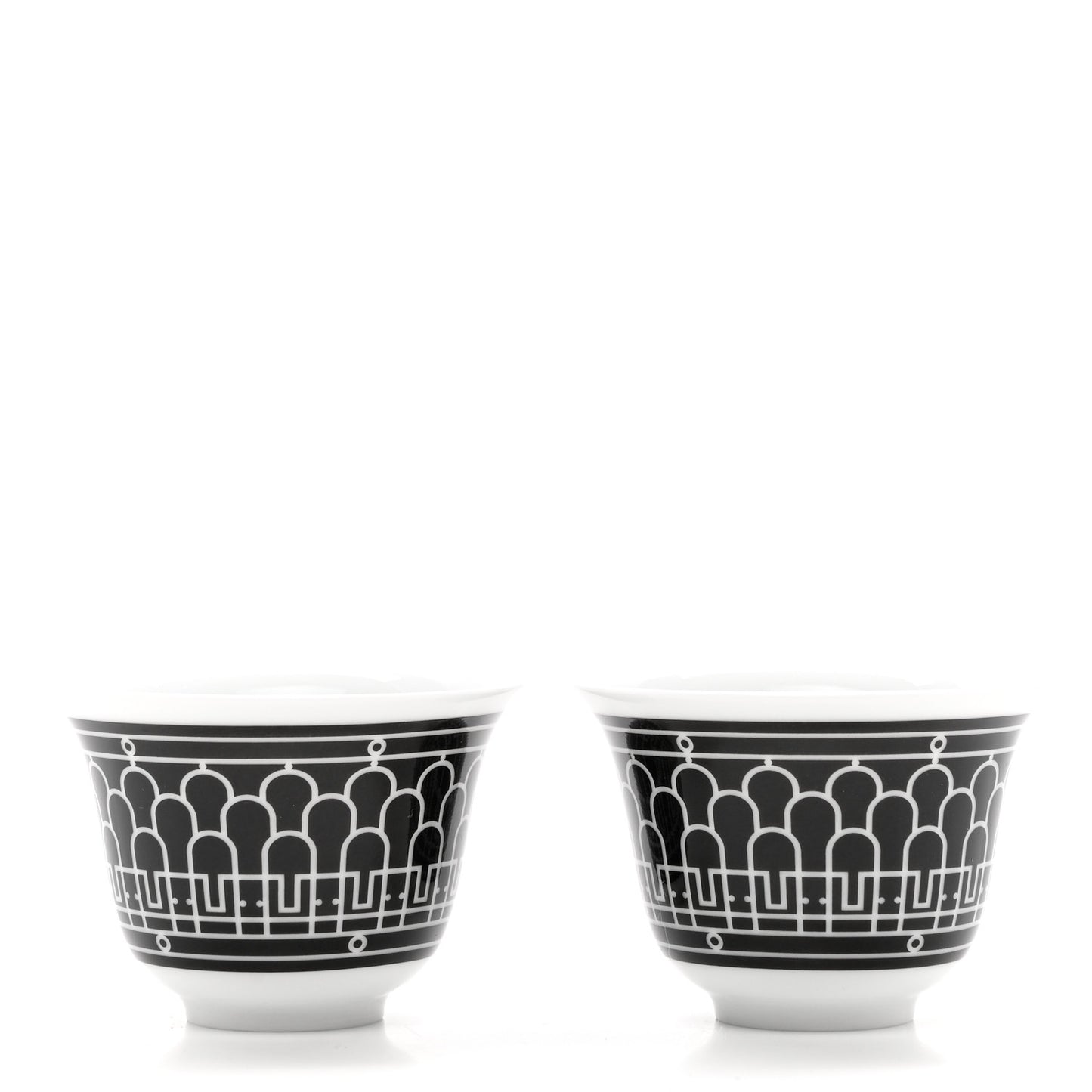 Porcelain H Deco Small Cups Set of 2 Black