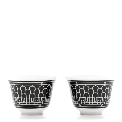 Hermes Porcelain H Deco Small Cups Set of 2 Black 2 of 6
