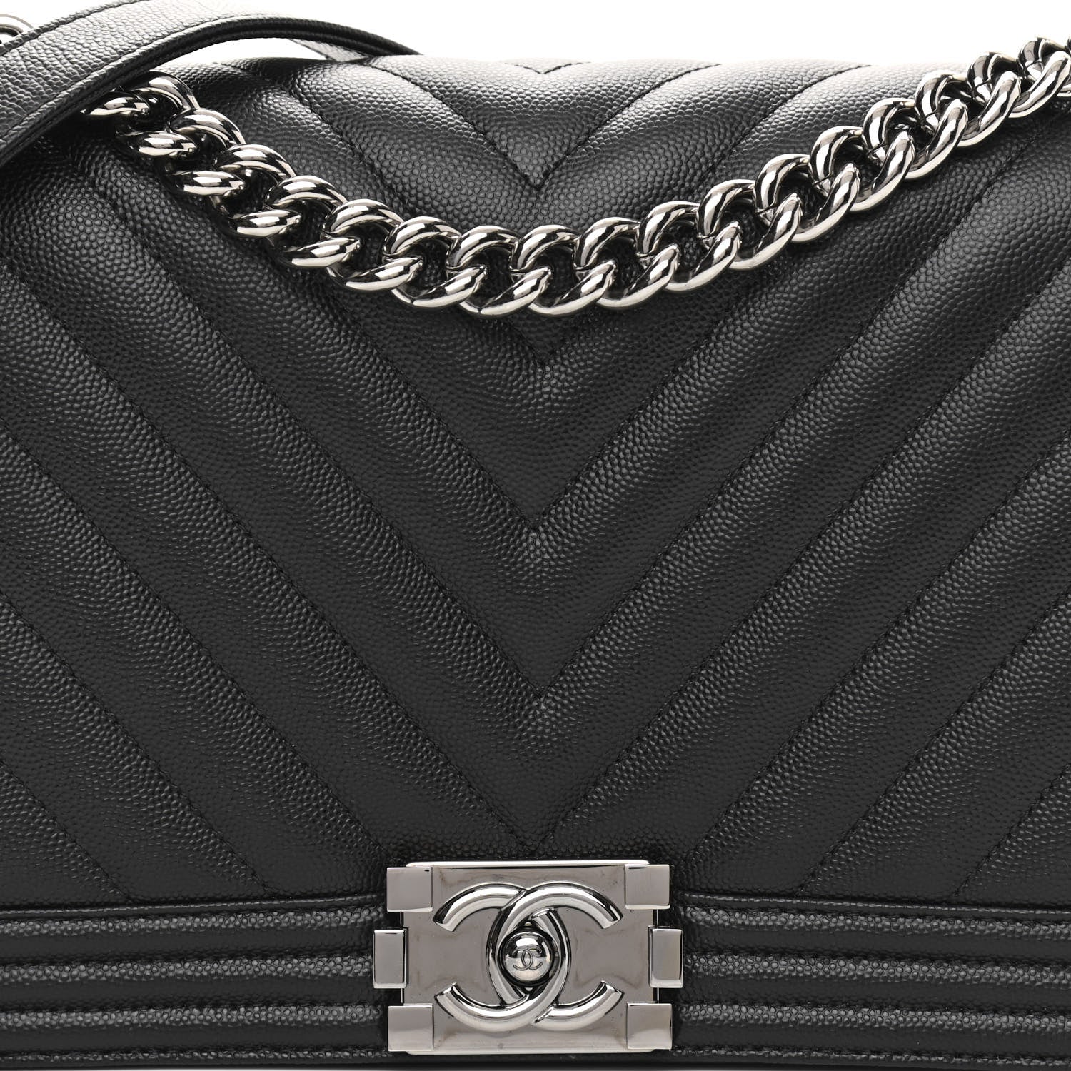 Chanel Caviar Chevron Quilted New Medium Boy Flap Black 8 of 10