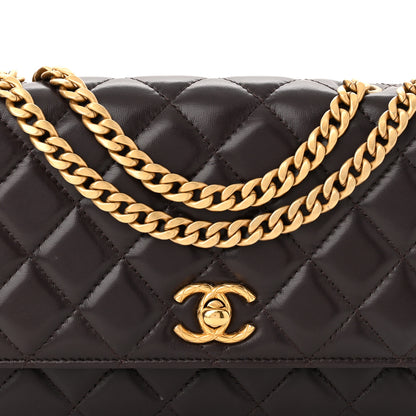 Chanel Lambskin Quilted Pillow Crush Wallet On Chain WOC Dark Brown 7 of 11