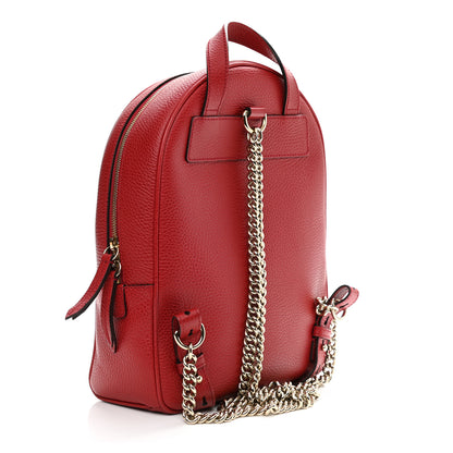 Gucci Pebbled Calfskin Soho Chain Backpack Hibiscus Red 3 of 9