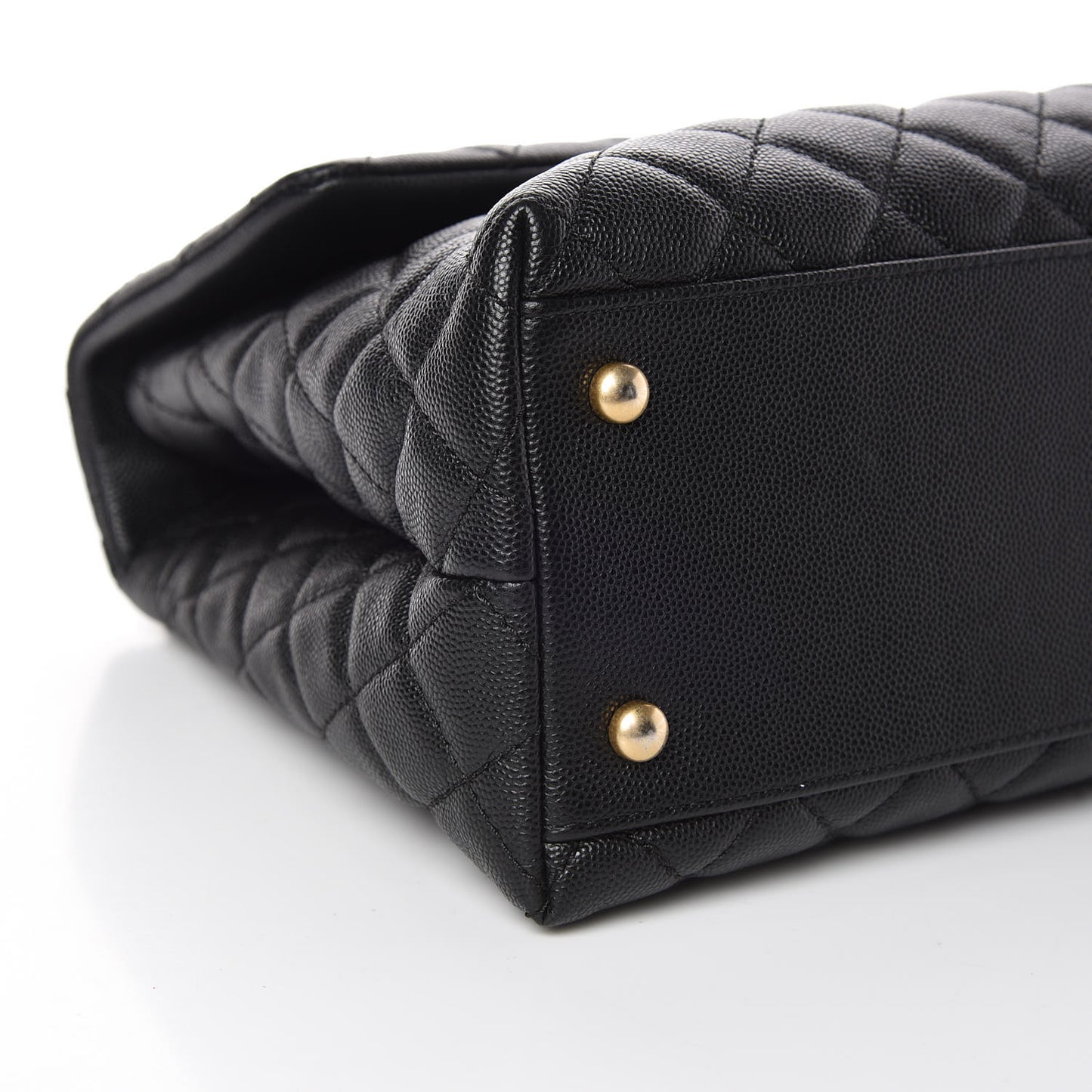 Caviar Lizard Quilted Medium Coco Handle Flap Black