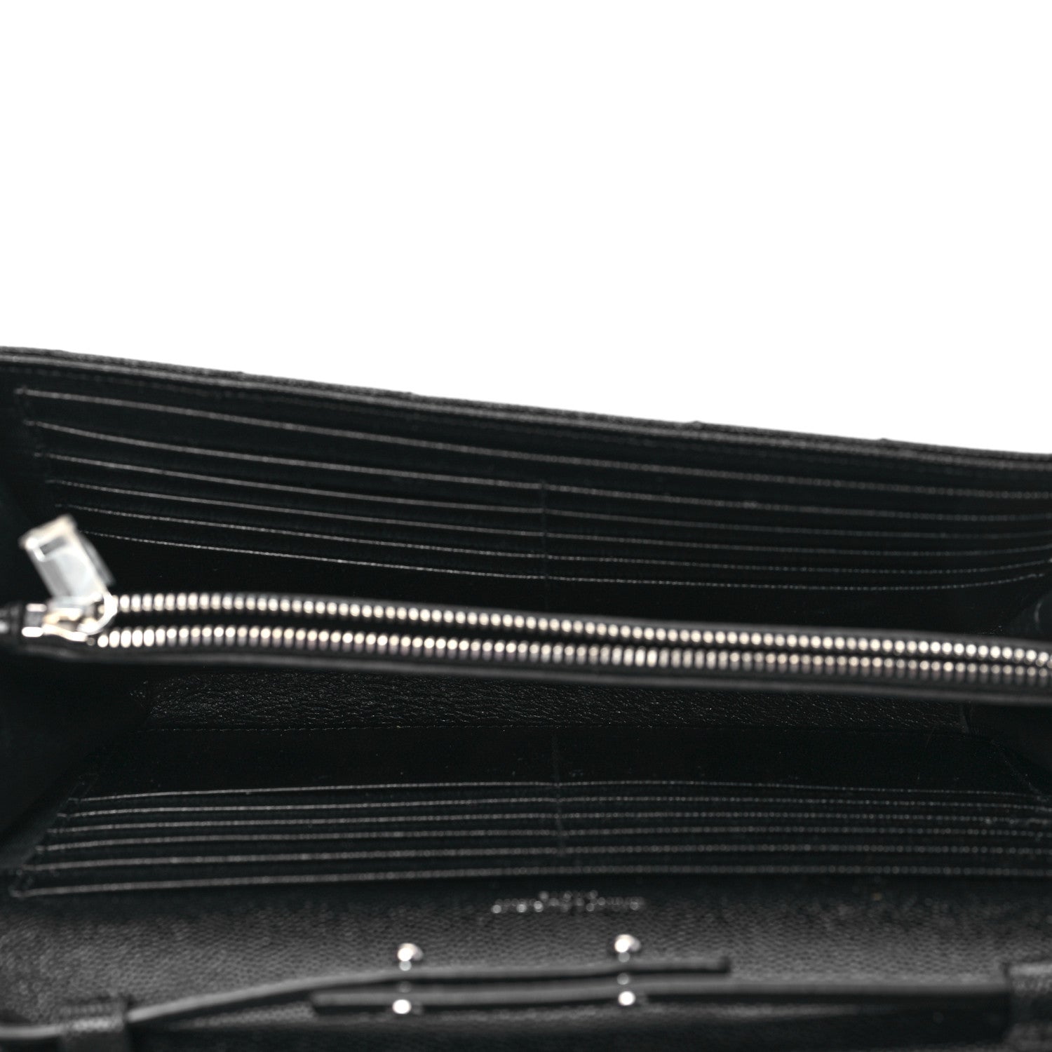 Saint Laurent Grain De Poudre Matelasse Chevron Monogram Chain Wallet Black 5 of 9